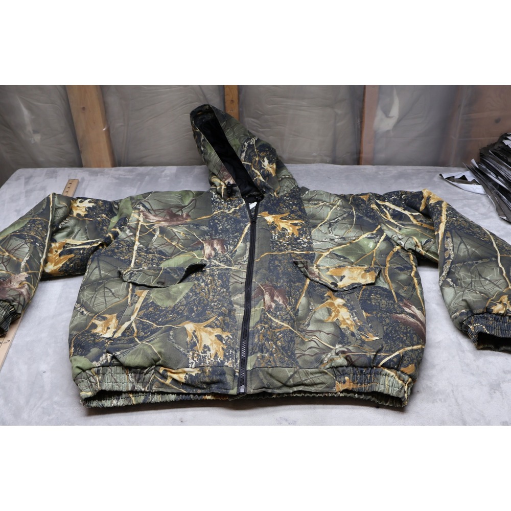 WFS Jacket‎ Men Large Burly Camo Hooded Insulated Rugged Full Zip Waterfowl Hunt